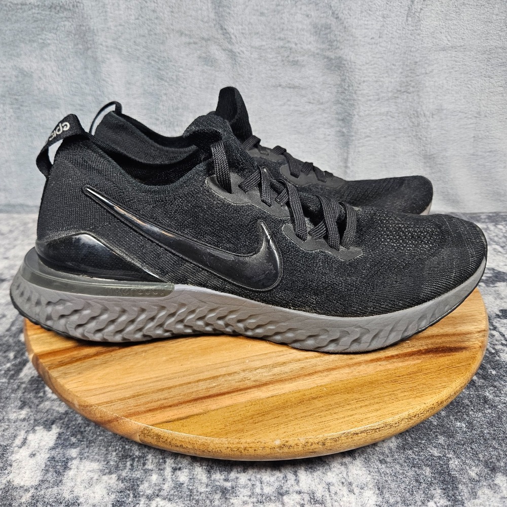 Nike Epic React Flyknit 2 Sheos Mens 12.5 Black Grey Running Sneakers BQ8928-001